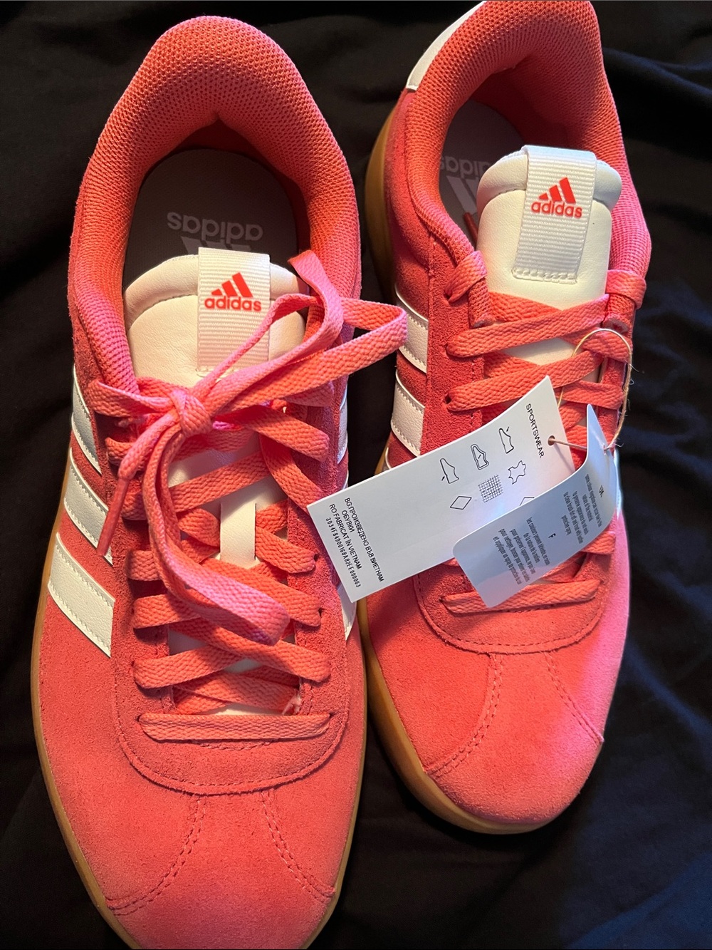 Adidas coral colored Suede Low-Top Sneakers with White Stripes - Picture 5 of 7